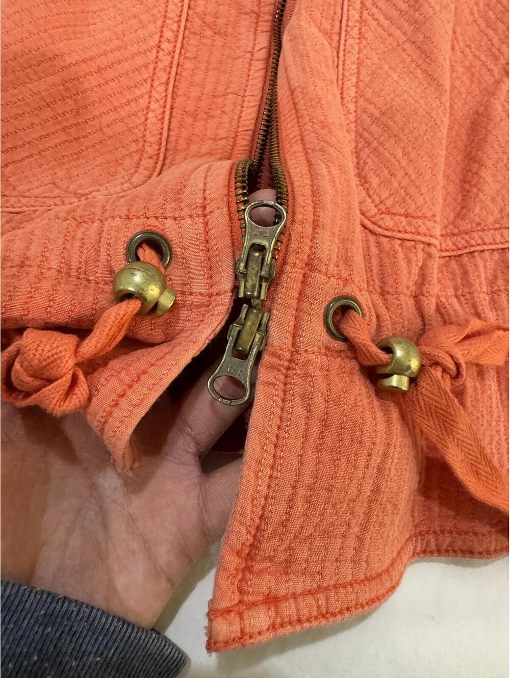 Anthropologie Coral Orange Joyce Quilted Textured Moto Full Zip Jacket- Size XS - Picture 5 of 9
